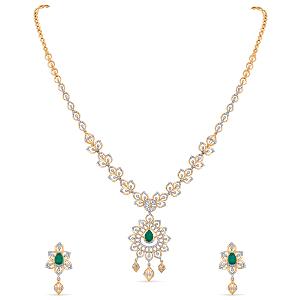 Buy 14 Karat Gold & Diamond Necklace Set