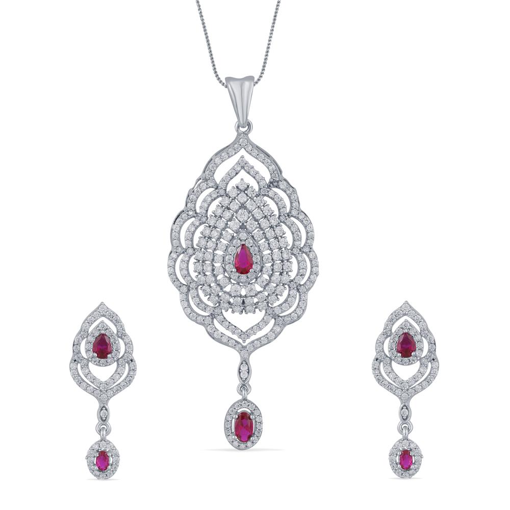 Buy 925 Purity Silver Necklace Set