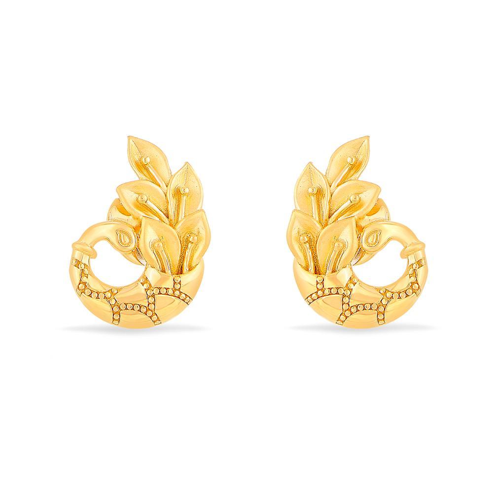Buy Leaf and Scroll Stud Gold Earrings.