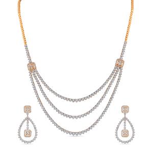 Buy 18 Karat Gold & Diamond Necklace Set