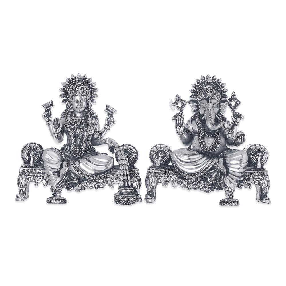 Buy Ganesh and Lakshmi Silver Idol