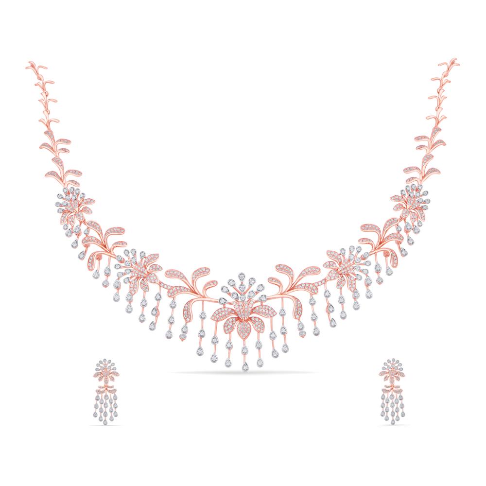 Buy 18 Karat Gold & Diamond Necklace Set