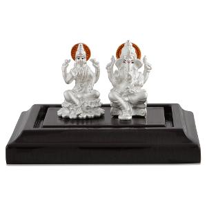 Lord Ganesha And Goddess Lakshmi Silver Idol | Idols - Reliance Jewels