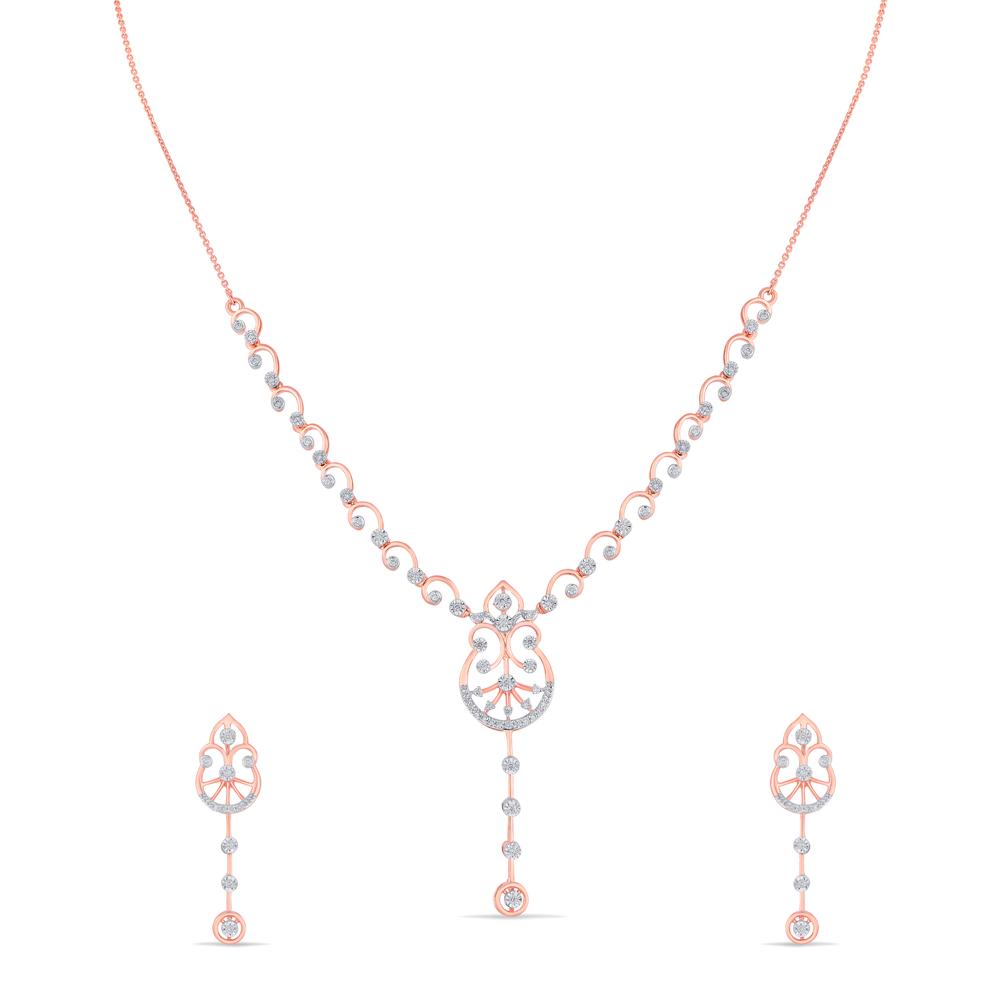 Buy 18 Karat Gold & Diamond Necklace Set