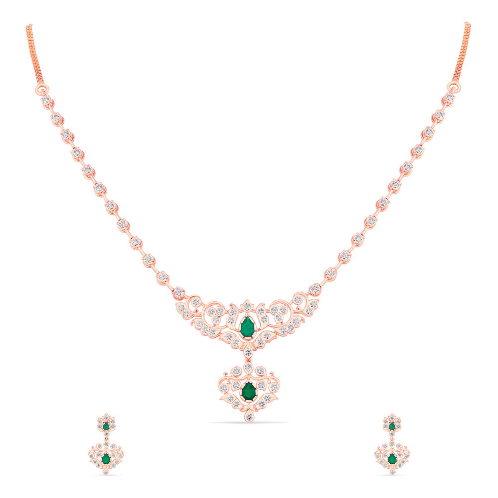 Buy 22 Karat Gold & Diamond Necklace Set