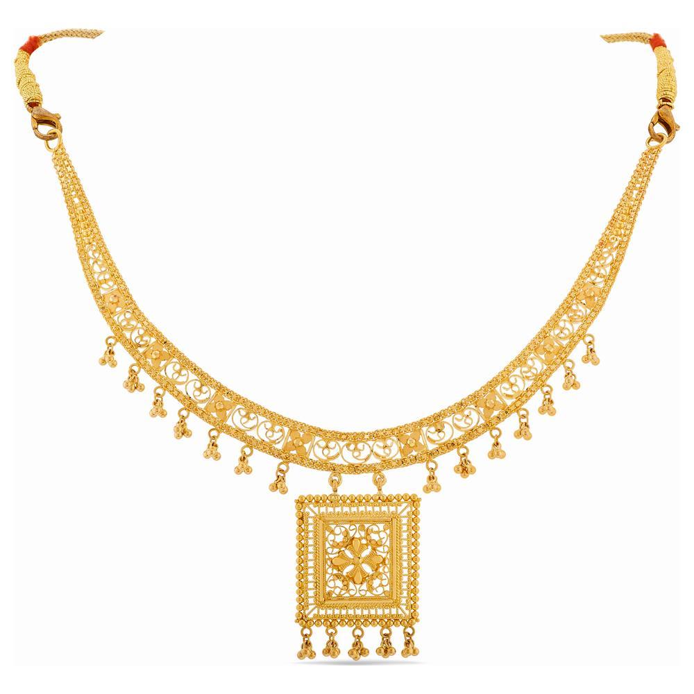 Buy 22 Karat Gold Vintage Ornate Square Necklace
