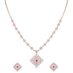 Buy 14 Karat Gold & Diamond Necklace Set
