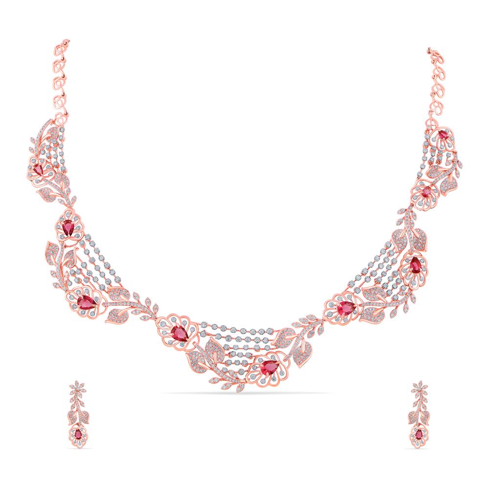 Buy 18 Karat Gold & Diamond Necklace Set