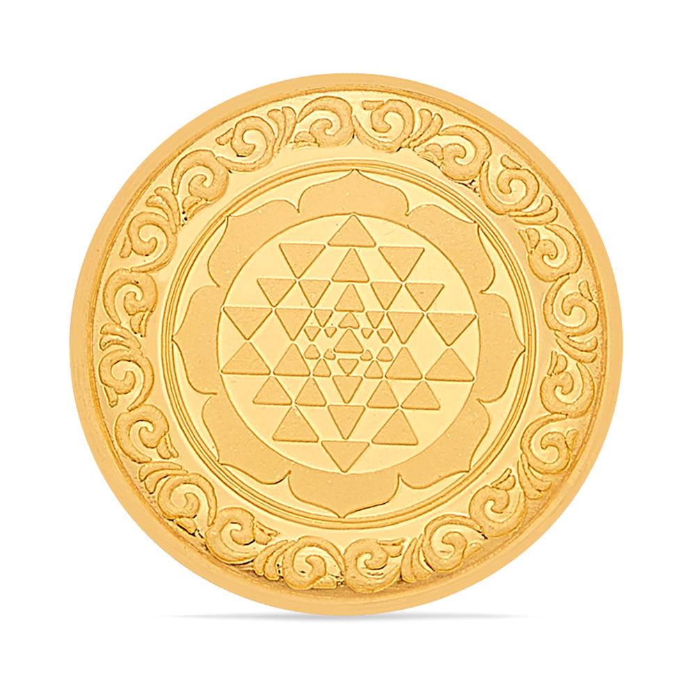 Buy 24 Karat Yellow Finish 10 Grams Shree Yantra Gold Coin
