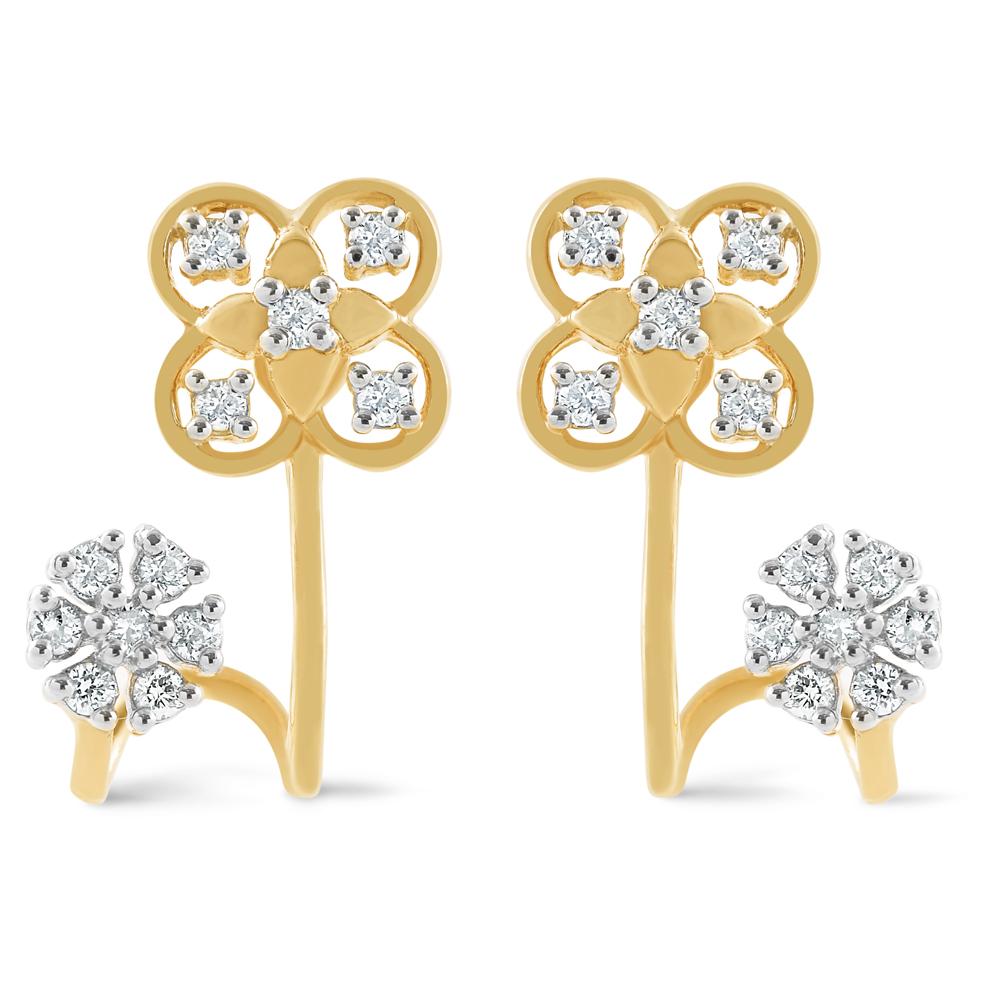 Lilia 6MM Floral Studs  Buy Certified Gold  Diamond Earrings Online   KuberBoxcom  KuberBoxcom