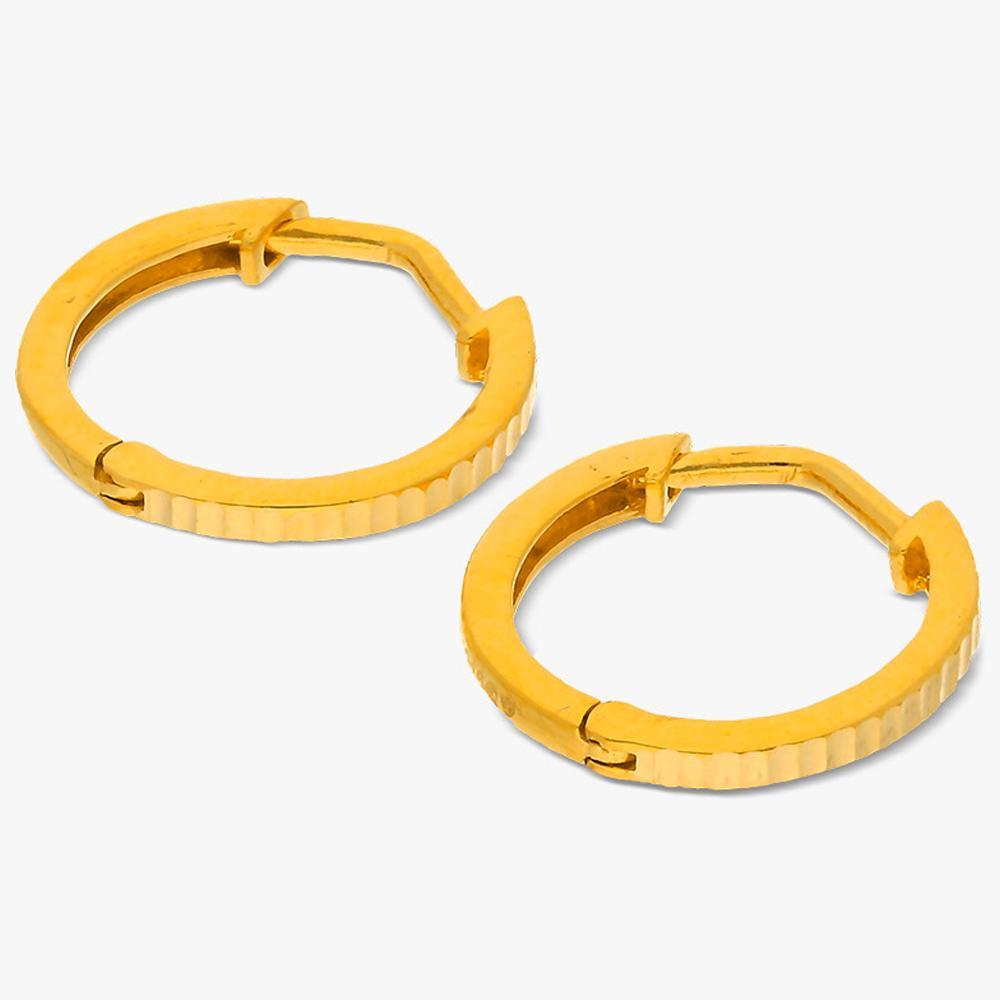 Buy Yellow Finish Round Design 22 Kt Gold Earrings