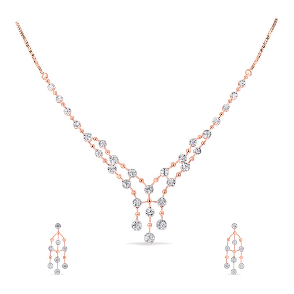 Buy 18 Karat Gold & Diamond Necklace Set