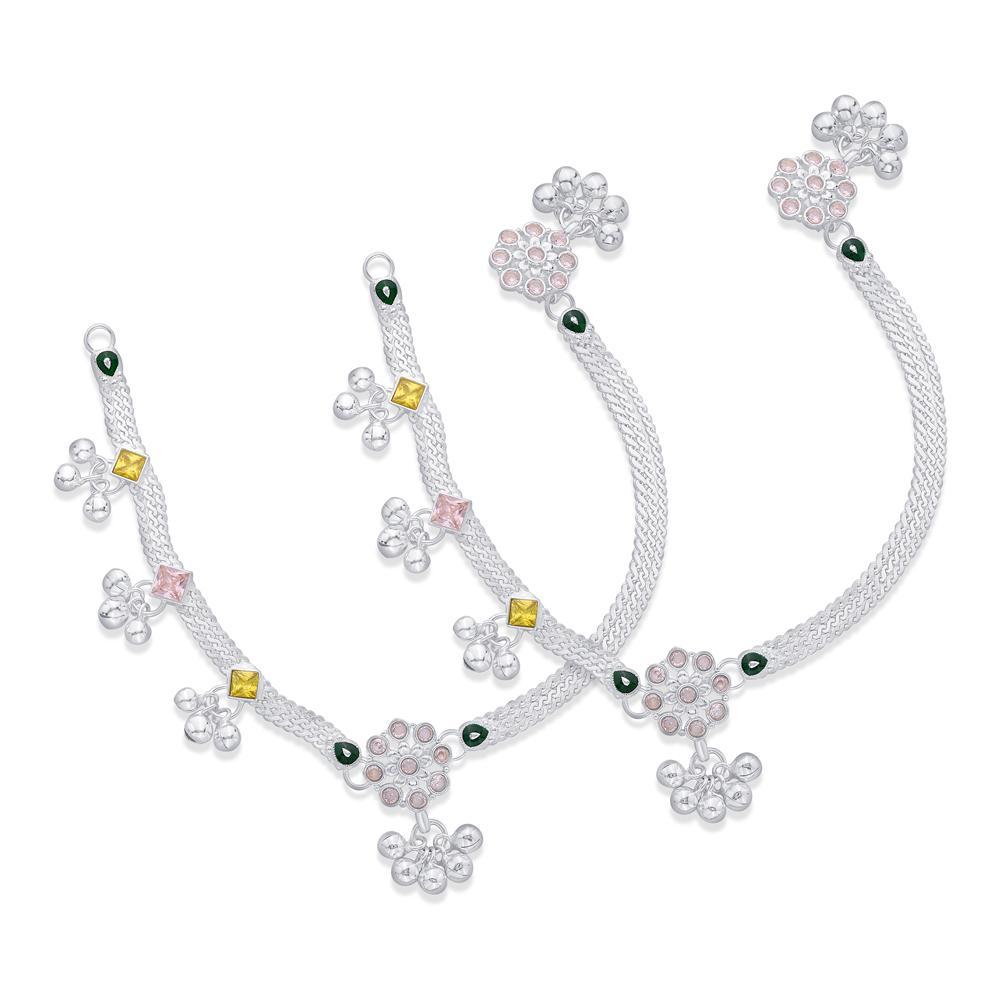 Buy Vintage-Inspired Floral Silver Anklet