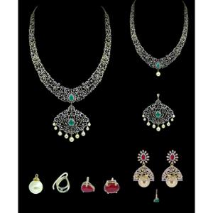 Buy 18 Karat Gold & Diamond Necklace Set