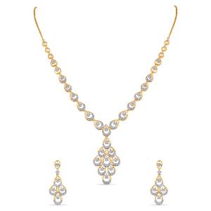 Buy 18 Karat Gold & Diamond Necklace Set