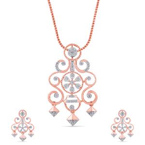 Buy 14 Karat Gold & Diamond Pendant Set