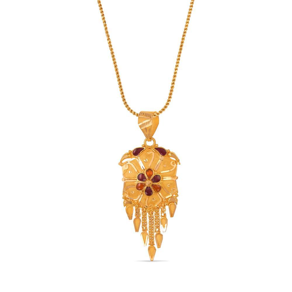 Buy 22 Karat Gold Floral Dangle Pendants
