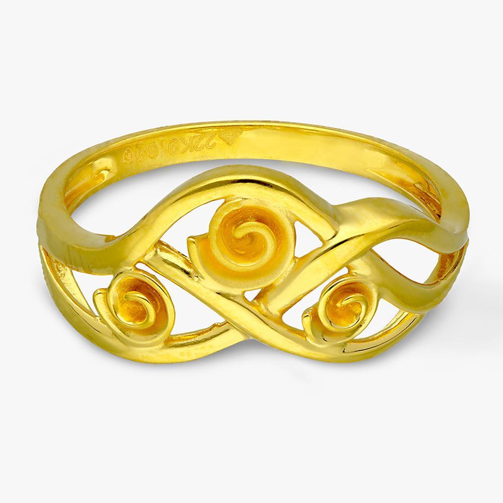 Buy Yellow Finish Floral Design 22 Kt Gold Ring For Women