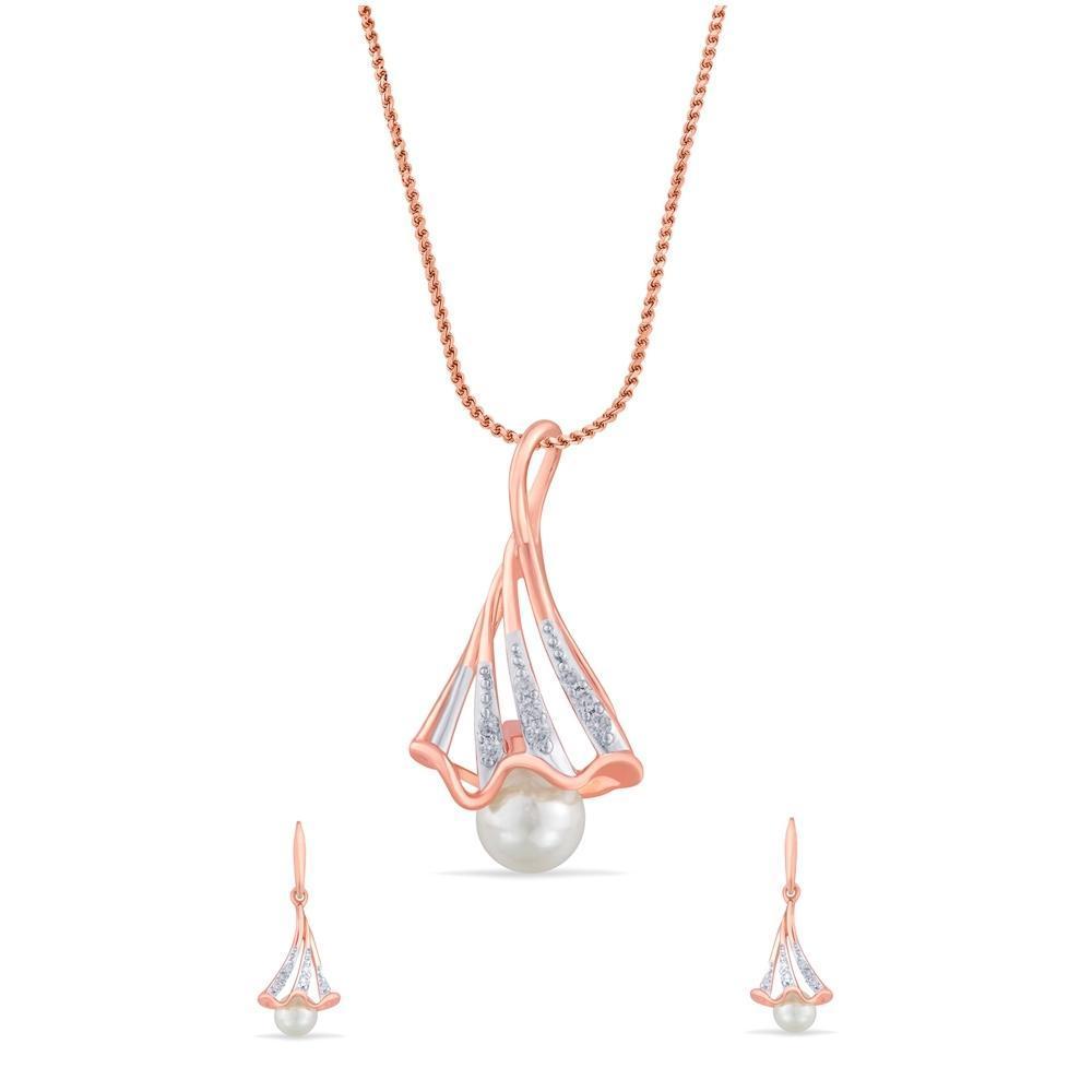 Buy Pearlescent Petals Diamond Pendant Set