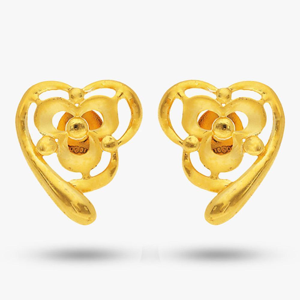 Buy Yellow Finish Heart Design 22 Kt Gold Earrings