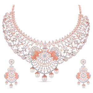 Buy 14 Karat Gold & Diamond Necklace Set