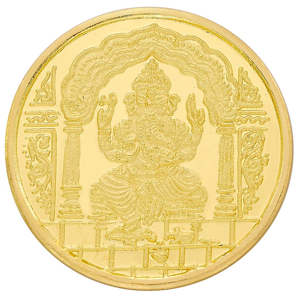 Buy 24 Karat Yellow Finish 2 Grams Lord Ganesh Gold Coin
