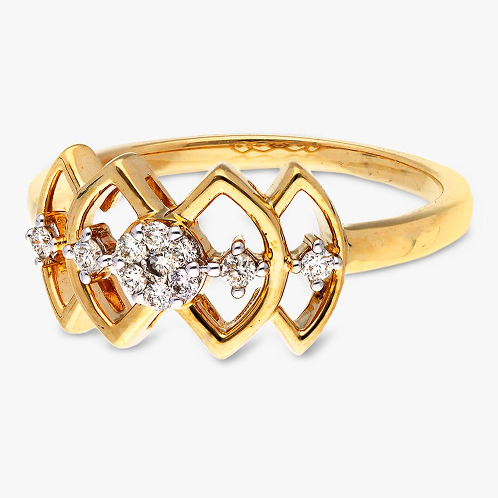 Buy Two Tone Plated Leaf Design 14Kt Gold & Diamond Ring For Women