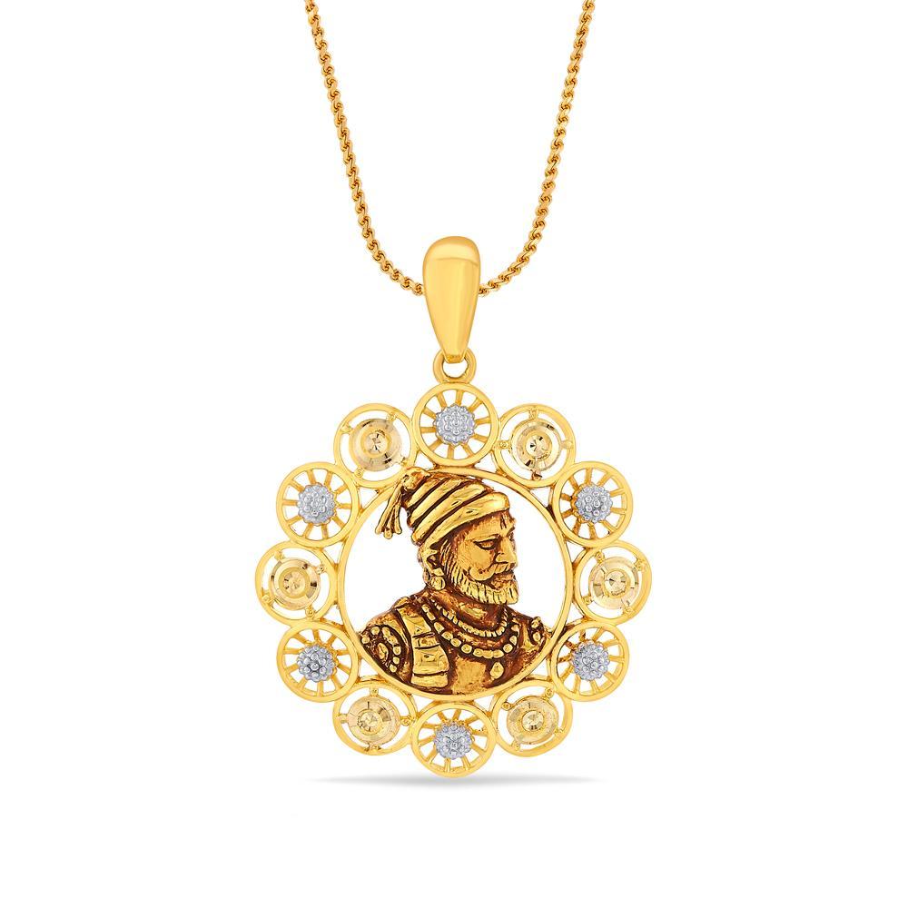 Buy Shivaji Maharaj Portrait Gold Pendant
