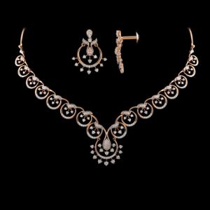 Buy 18 Karat Gold & Diamond Necklace Set