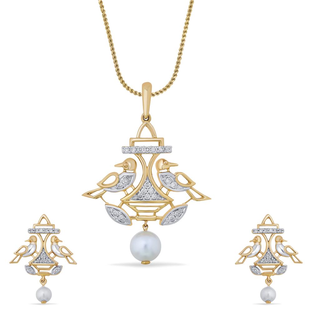 Buy 14 Karat Gold & Diamond Pendant Set