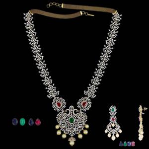 Buy 18 Karat Gold & Diamond Necklace Set