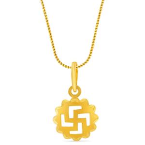 Buy Swastika Gold Pendant with Sunburst Border