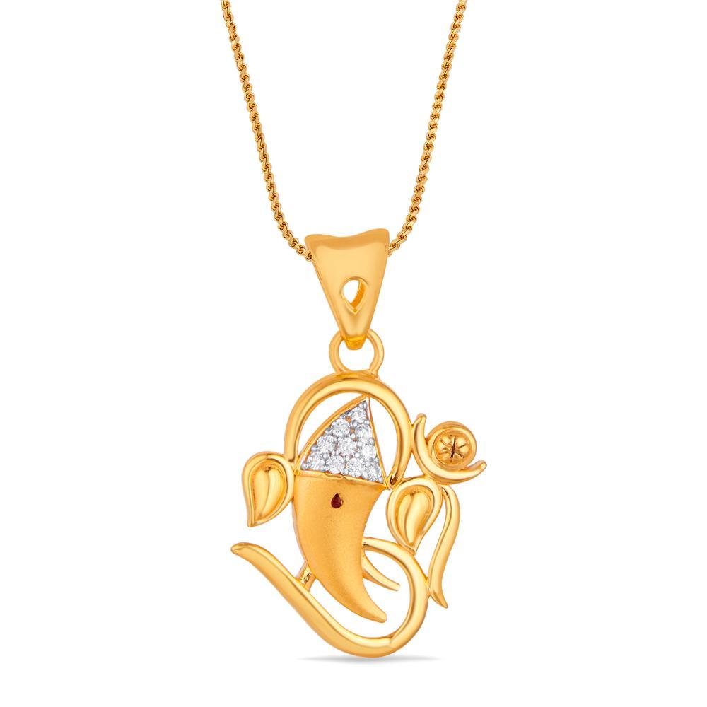 Buy Ganesha Om Gold Pendant with Diamond Accent