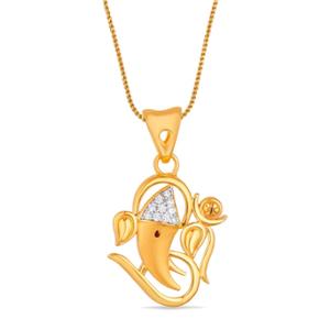 Buy Ganesha Om Gold Pendant with Diamond Accent