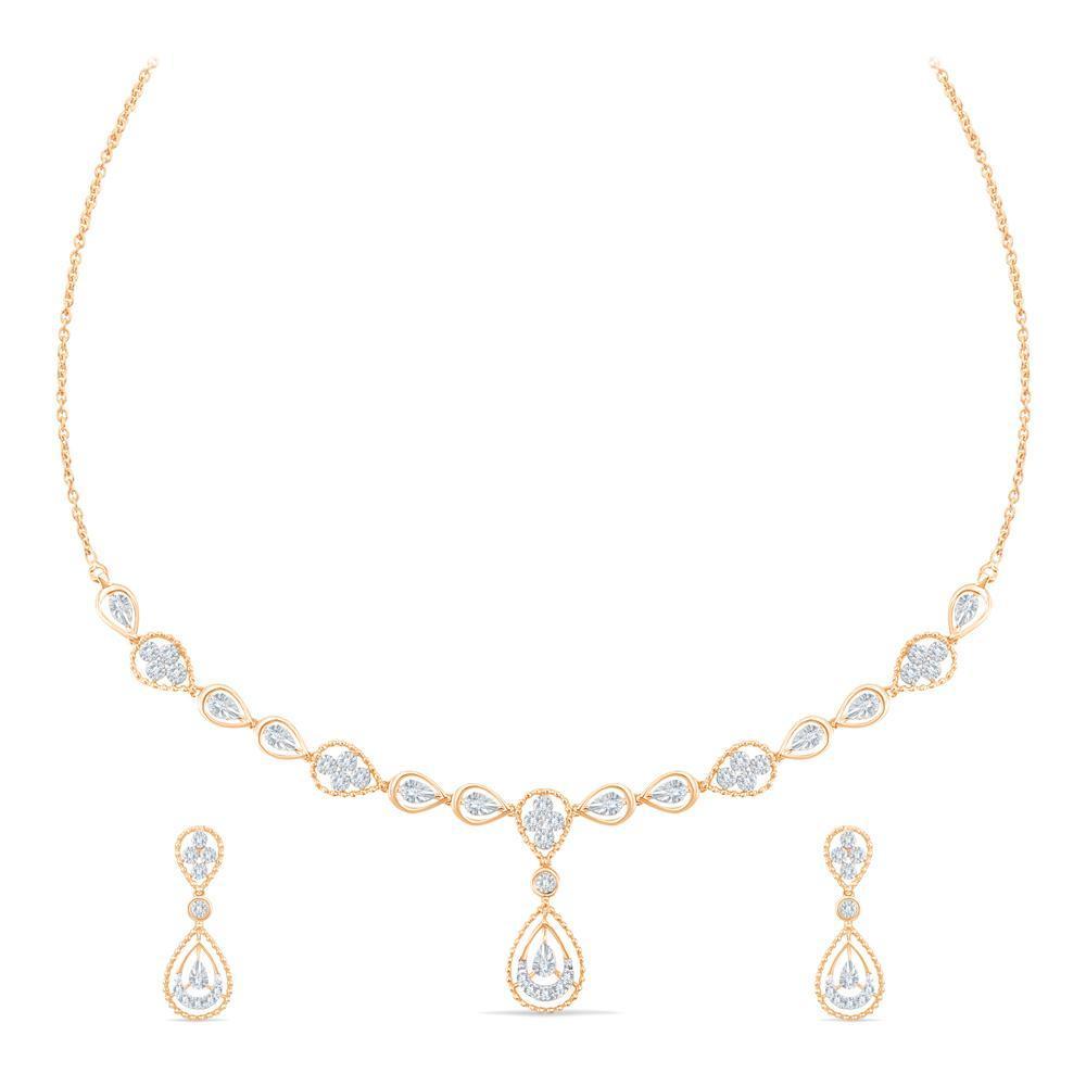 Buy Sleek Dainty Diamond Necklace Set