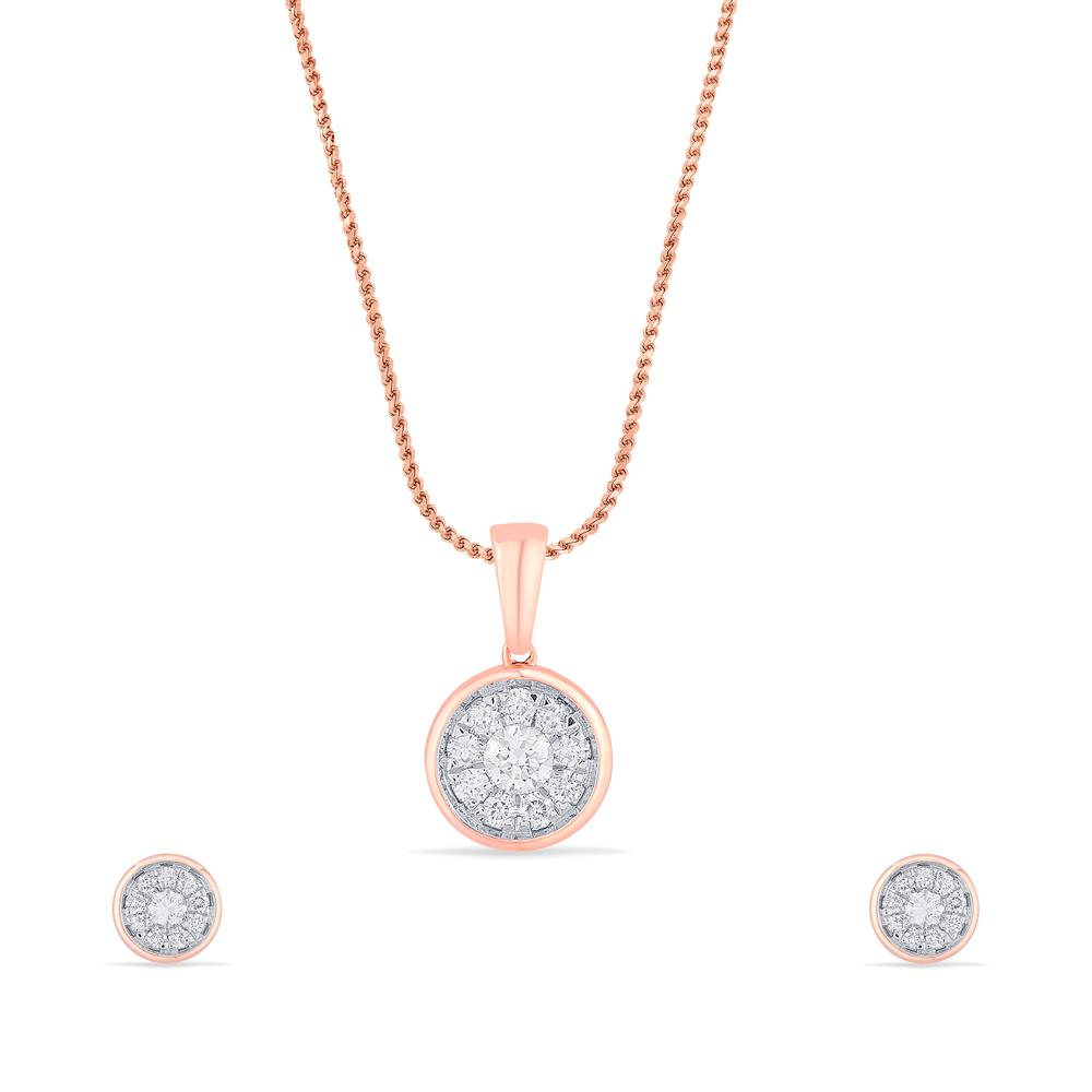 Buy 18 Karat Gold & Diamond Pendant Set