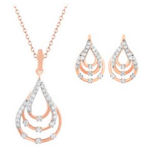 Buy 18 Karat Gold & Diamond Pendant Set