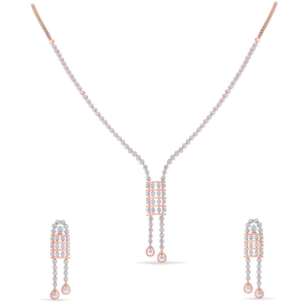 Buy 18 Karat Gold & Diamond Necklace Set