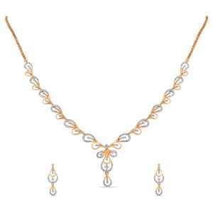 Buy 18 Karat Gold & Diamond Necklace Set