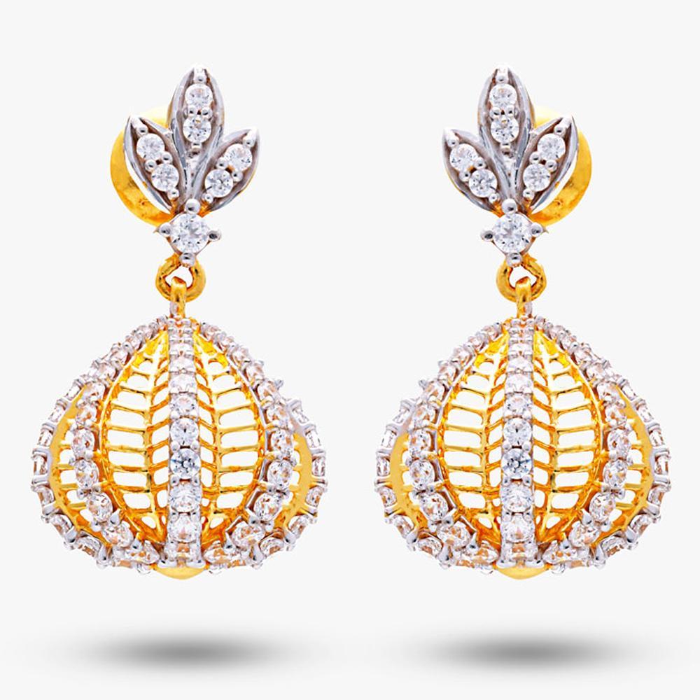 Buy Two Tone Plated Leaf Design 22Kt Gold Earrings