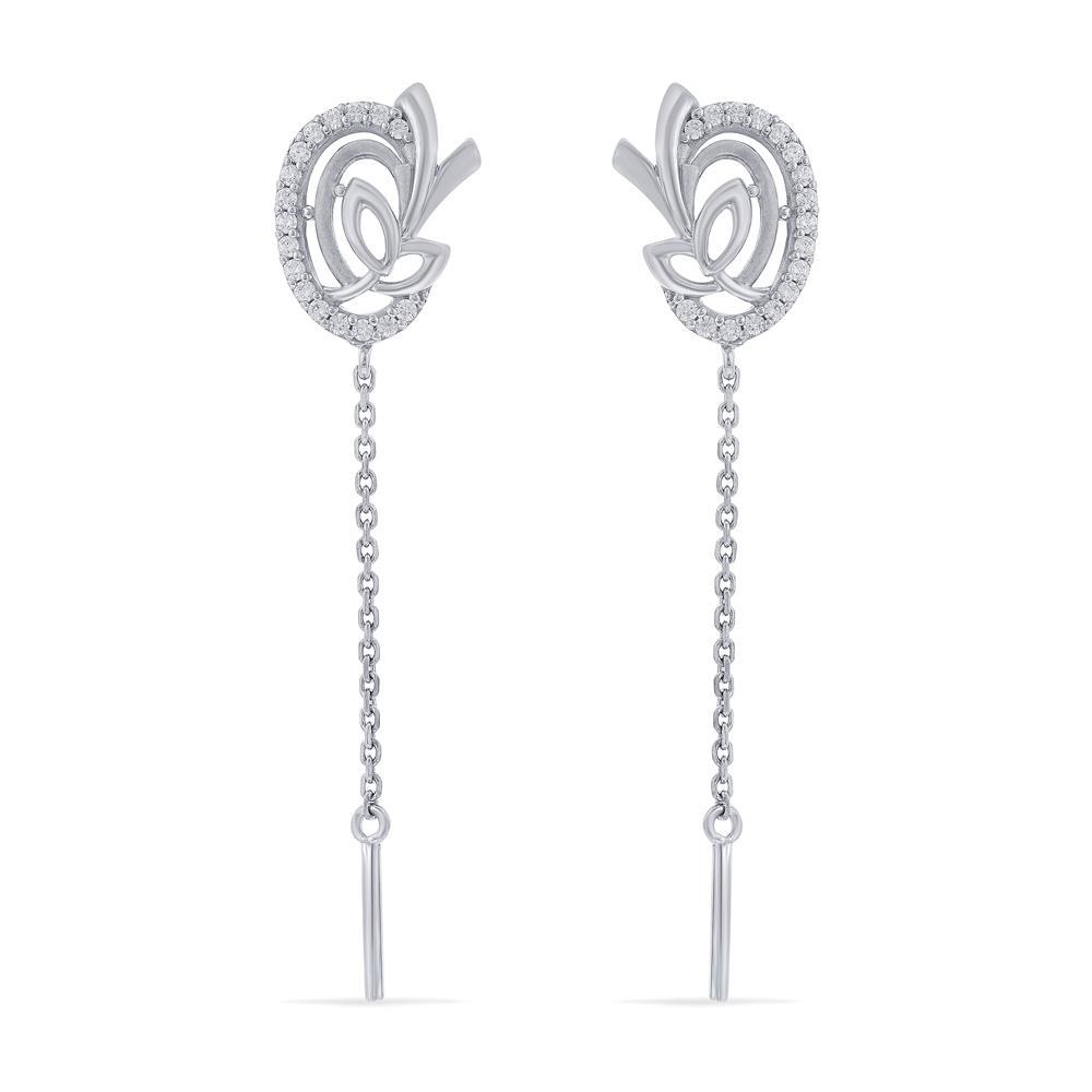 Buy Glamorous Floral Drop Silver Earrings