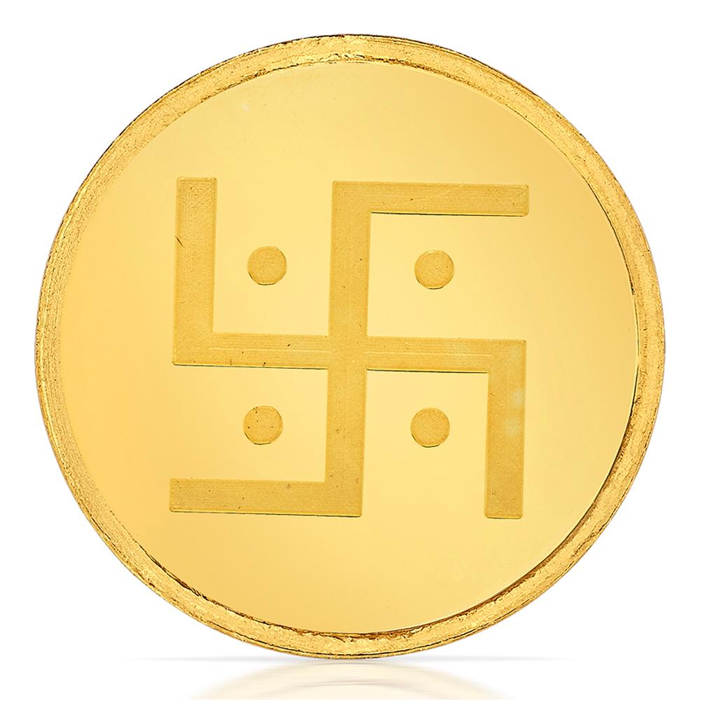 Buy 24 Kt Yellow Finish 2 Grams Swastik Gold Coin