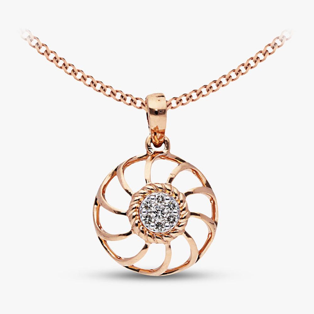 Buy Two Tone Plated Floral Design 14 Kt Gold & Diamond Pendant
