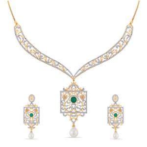 Buy 14 Karat Gold & Diamond Necklace Set
