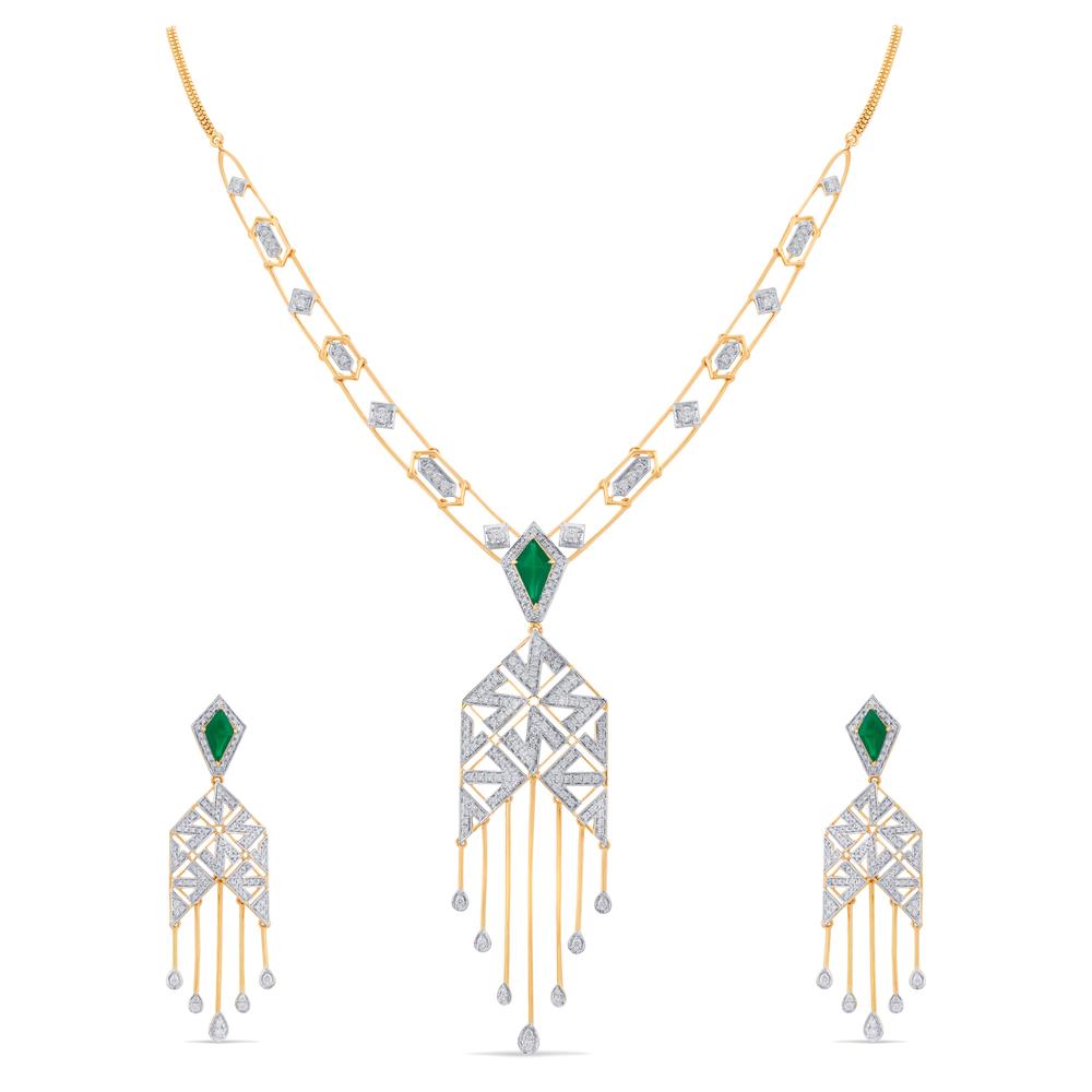 Buy 14 Karat Gold & Diamond Necklace Set