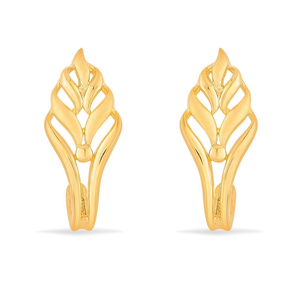 Buy Foliage Grace J-Hoop Gold Earrings