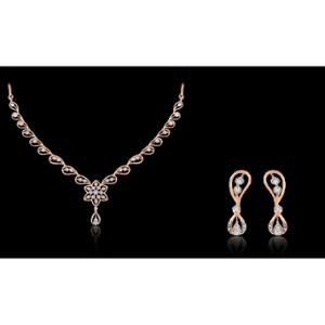Buy 14 Karat Gold & Diamond Necklace Set