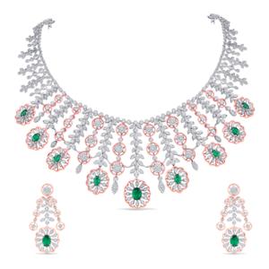Buy 18 Karat Gold & Diamond Necklace Set