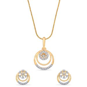 Buy 18 Karat Gold & Diamond Pendant Set