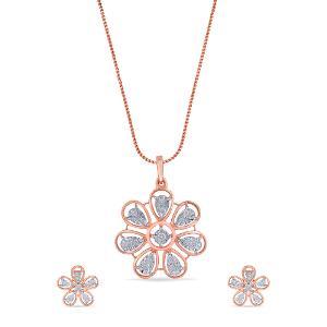 Buy 18 Karat Gold & Diamond Pendant Set